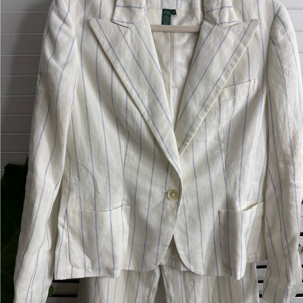 Ralph Lauren Cream Blazer with Blue Stripes